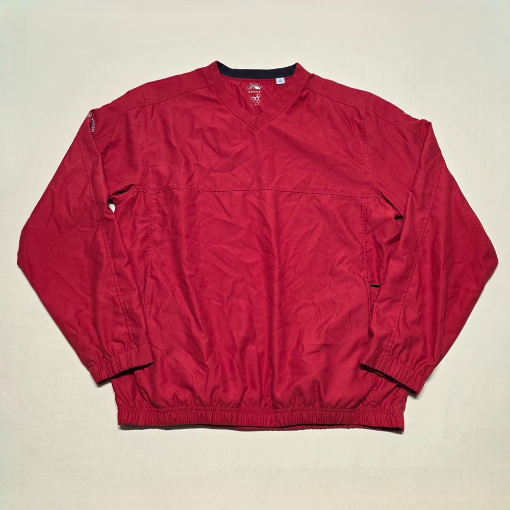 Callaway X Series Men XL Red V-Neck Long Sleeve Golf Windbreaker Pullover Jacket